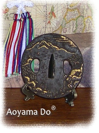  коллекционная японская гарда меча - цуба с подписью автора