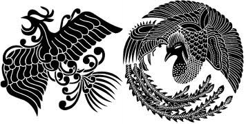 Самурайские гербы с изображением феникса Хоо
